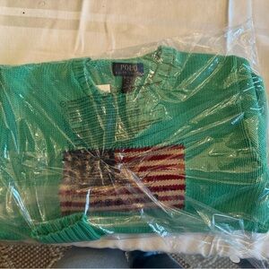 Polo Ralph Lauren Green Sweater with Flag Design